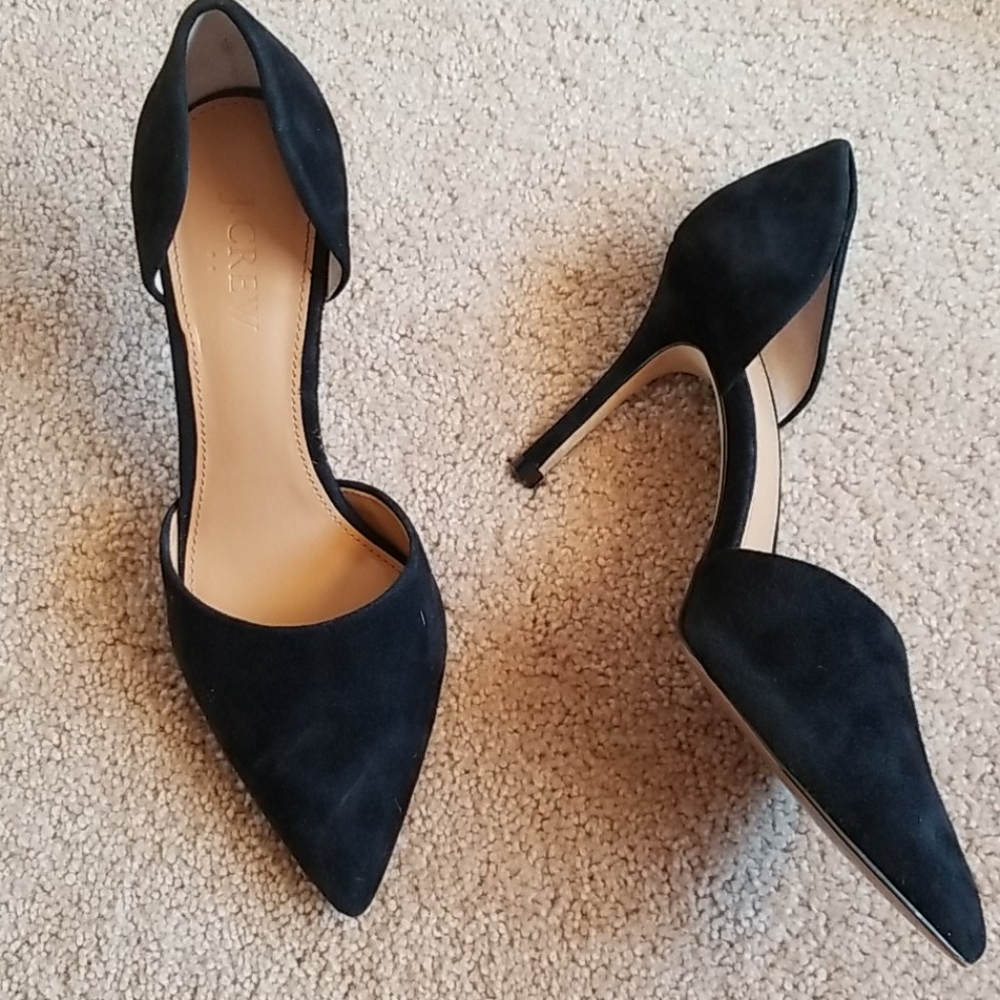 J.Crew Womens Black Suede d'Orsay Casual Pumps 7